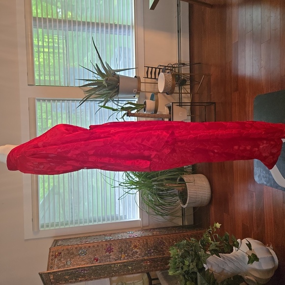 VTG Victorias Secret Gold Label Floral Kimono Maxi Robe Red Womens Large - Picture 3 of 10
